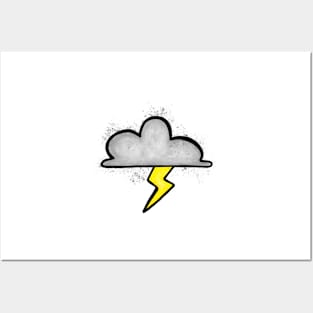 Storm Cloud with Lightning Bolt Posters and Art